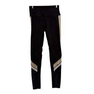 Alo Yoga Elevate Leggings Size M Black Tan Mesh Insert Hi‎ Rise
